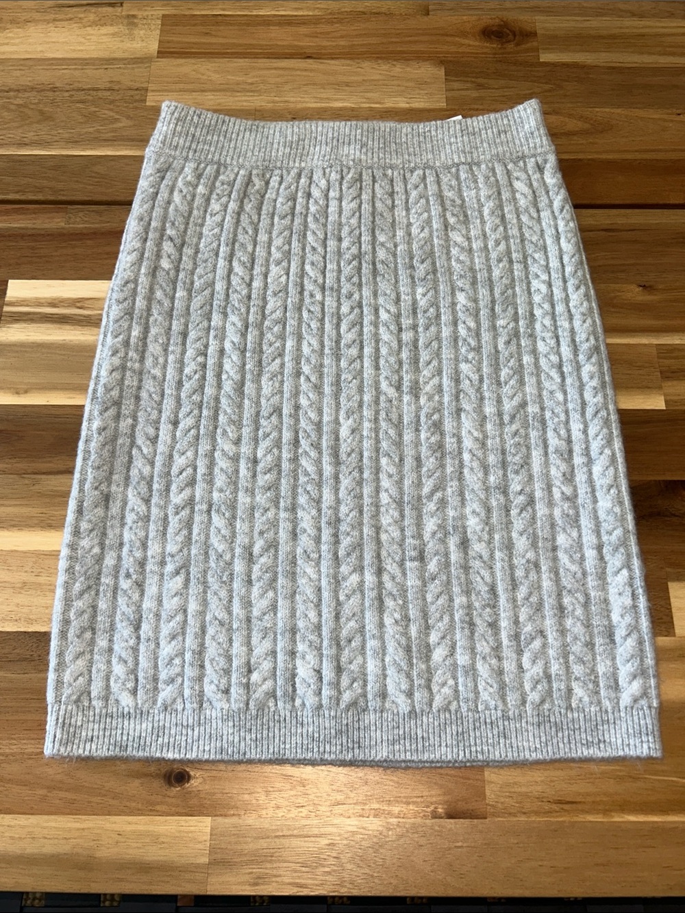 Express Light Gray Cable Knit Midi Skirt